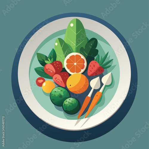 healthy food plate with vegetables  .eps