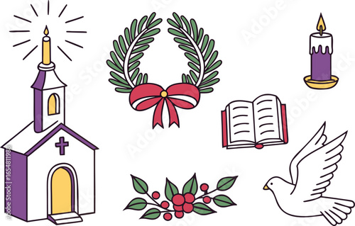 Fourth Advent Sunday Candle Illustration. Fourth Advent Sunday Holiday Wreath Artwork. Festive Fourth Advent Sunday Candlelight Design. Spiritual Fourth Advent Sunday Celebration Artwork