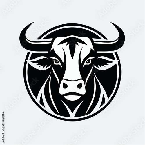 Vector Design of a Bold Minimalist Bull Logo in Black and White for Strong Branding