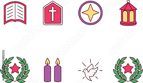 Fourth Advent Sunday Candle Illustration. Fourth Advent Sunday Holiday Wreath Artwork. Festive Fourth Advent Sunday Candlelight Design. Spiritual Fourth Advent Sunday Celebration Artwork