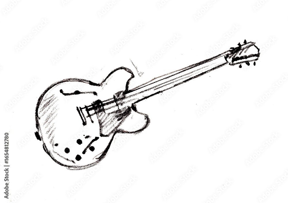 Obraz premium Pencil sketch of an electric guitar.