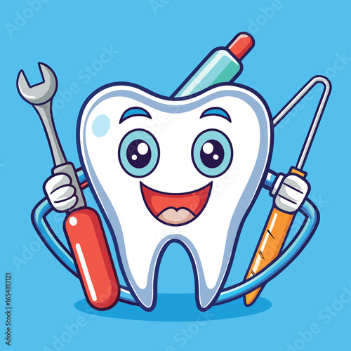 tooth with dental tools for dentist theme   (2).eps