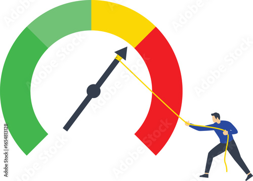The businessman pulled the scale to the maximum

