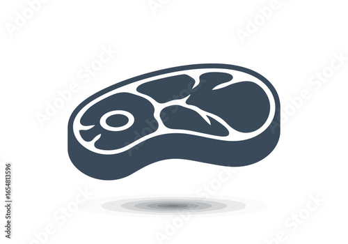 Stylized icon of a raw steak with visible marbling, isolated on white background