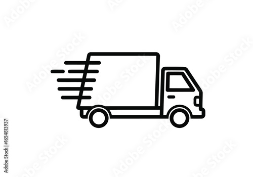 Delivery truck icon symbolizing fast shipping and transport services isolated on white background