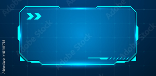Futuristic hud screen or technology box blue with light interface sci-fi	