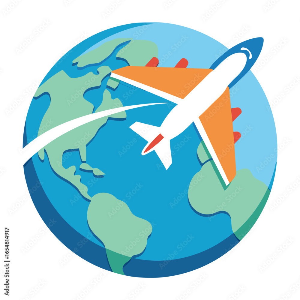 Obraz premium airplane flying around globe icon (1).eps