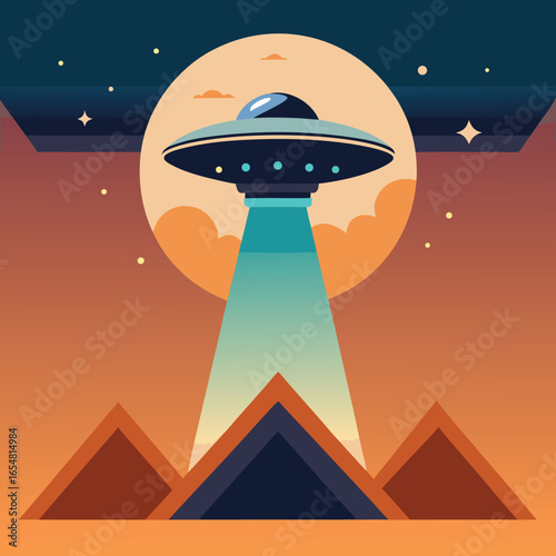 alien spaceship with beam light   (2).eps
