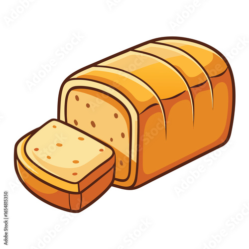 bread loaf with slice cut out  .eps