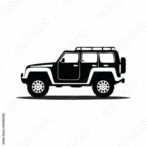 Offroad 4x4 car silhouette Vector Image isolated on white background.