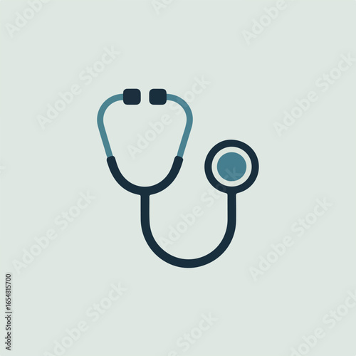 Illustration of a stethoscope with dark blue tubing and teal accents on a light background image view