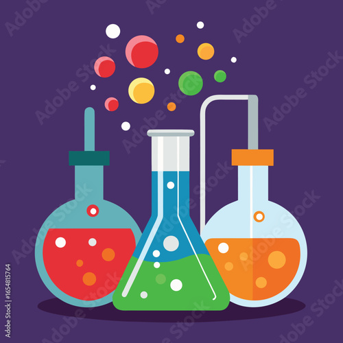 chemistry flasks with bubbling liquids   (1).eps