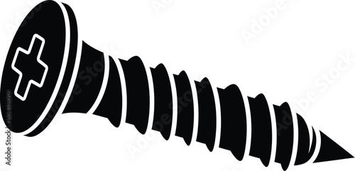 Countersunk nail screw logo, bolt nut icon. Screw thread, screw head vector ball screw drywall screws  vector icon illustration. 