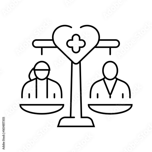 equal access healthcare line icon vector illustration