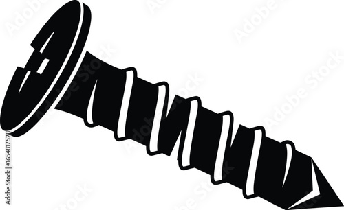 Countersunk nail screw logo, bolt nut icon. Screw thread, screw head vector ball screw drywall screws  vector icon illustration. 