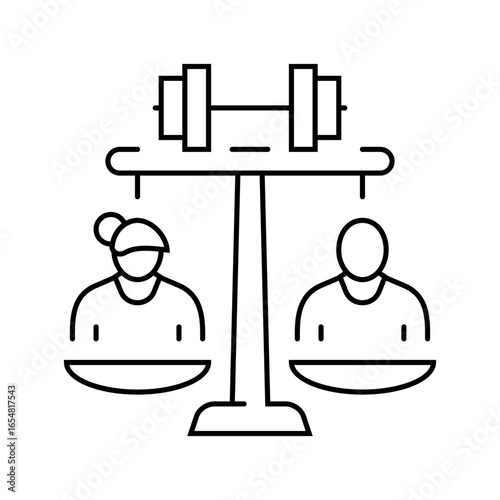 equal sports opportunity line icon vector illustration
