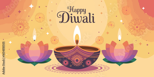 Flat Diwali banner vector illustration background