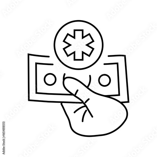 out of pocket medical expenses line icon vector illustration
