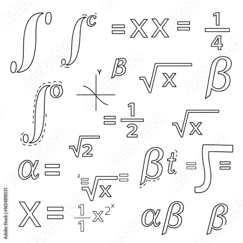 Math equations and symbols illustration for education and learning algebra and calculus problems