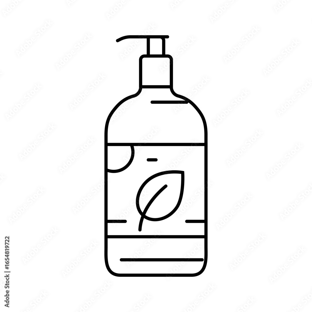 Fototapeta premium organic liquid soap bottle line icon vector illustration