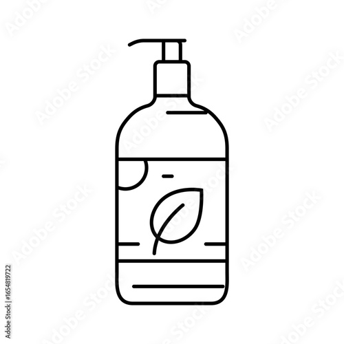 organic liquid soap bottle line icon vector illustration