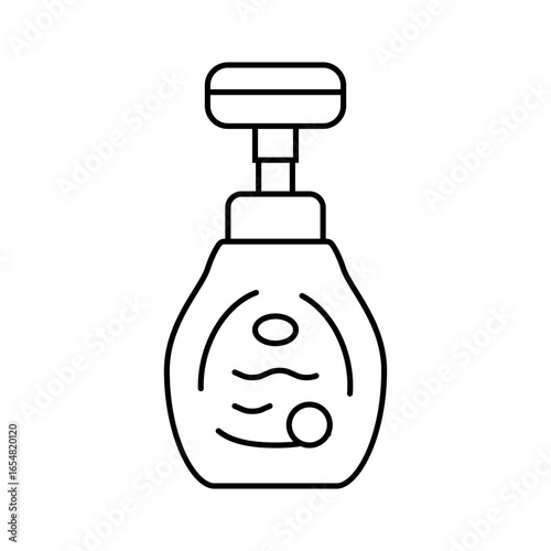kid friendly liquid soap packaging line icon vector illustration