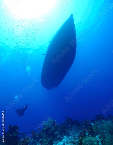 Underwater view of boat