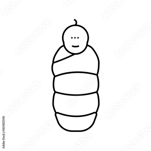 newborn baby wrapped blanket line icon vector illustration