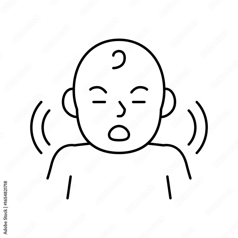Obraz premium crying infant line icon vector illustration