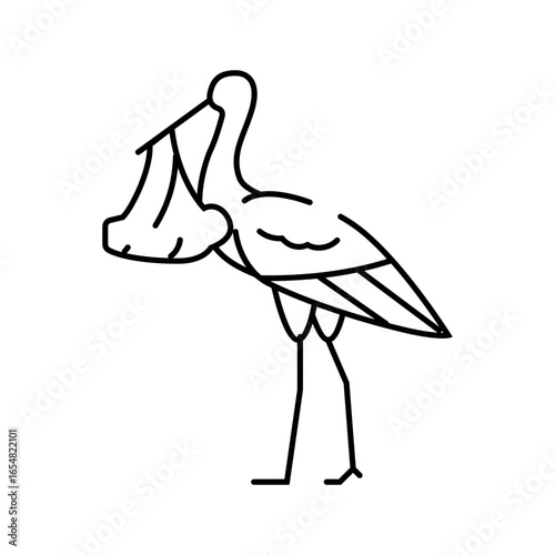 stork carrying baby line icon vector illustration