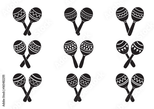 Two maracas silhouette vector Set