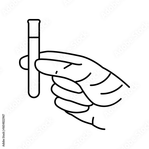 gloved hand holding toxic sample chemical pollution line icon vector illustration