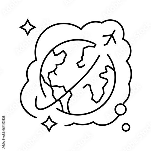 travel world dream line icon vector illustration