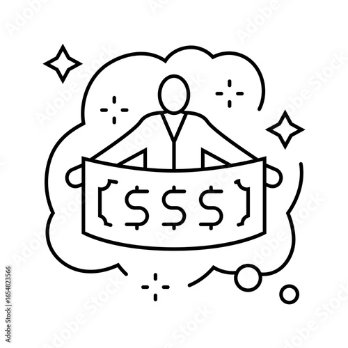 winning lottery dream line icon vector illustration