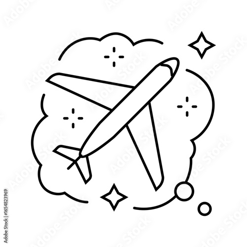 flying plane dream line icon vector illustration