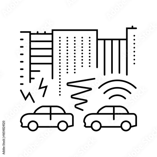 car horn blaring noisy city street line icon vector illustration