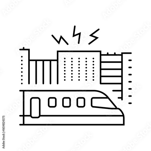 train creating loud sound city line icon vector illustration