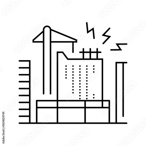 noisy street construction equipment causing sound pollution line icon vector illustration