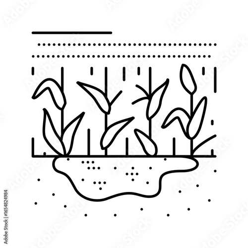 chemical residues soil line icon vector illustration