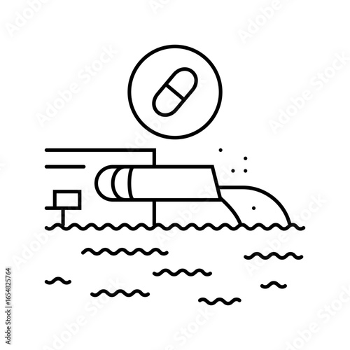contaminated water source tablets line icon vector illustration