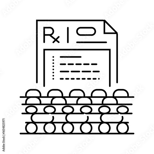 over prescription of medicine line icon vector illustration