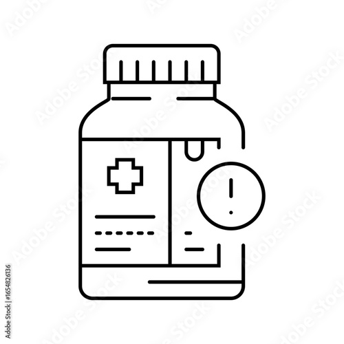 health warning label drugs line icon vector illustration