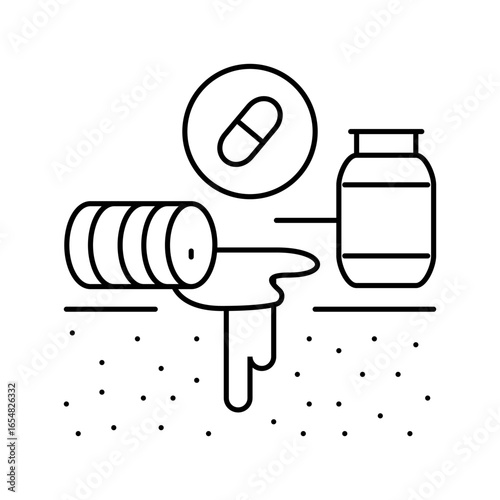 pharmaceuticals leaking soil line icon vector illustration