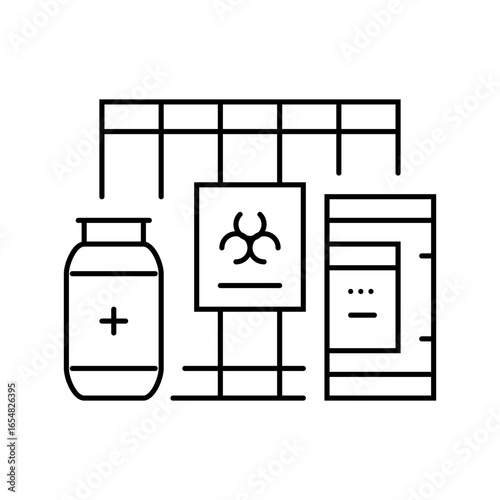 chemicals from pharmaceutical industry line icon vector illustration