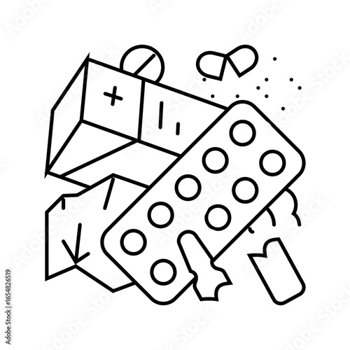pile of pharmaceutical waste line icon vector illustration
