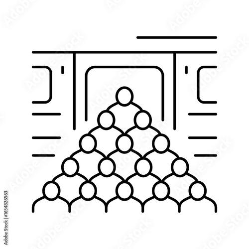 crowded public transportation platform line icon vector illustration