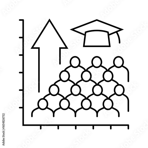 increased school enrollment line icon vector illustration
