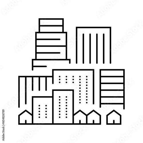 high rise housing line icon vector illustration