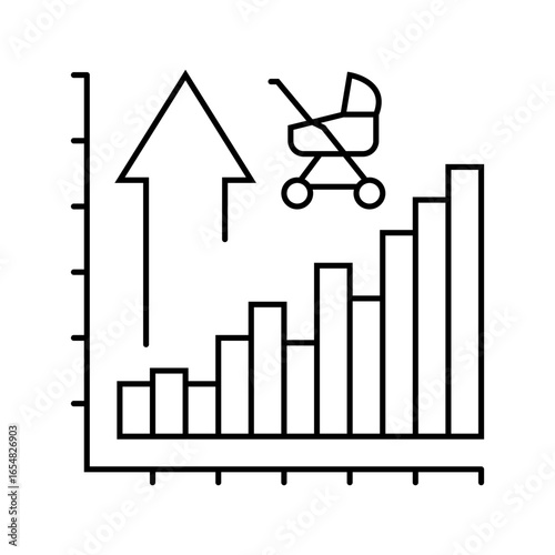 fertility rate chart line icon vector illustration
