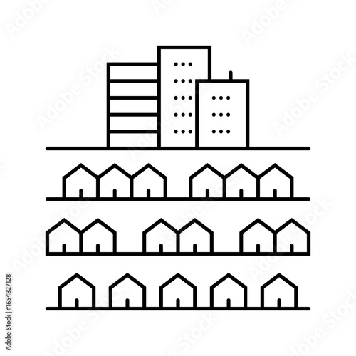 suburban neighborhood line icon vector illustration
